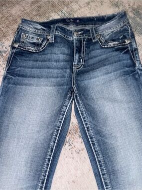Miss Me Faded Blue Skinny Jeans with Whiskering